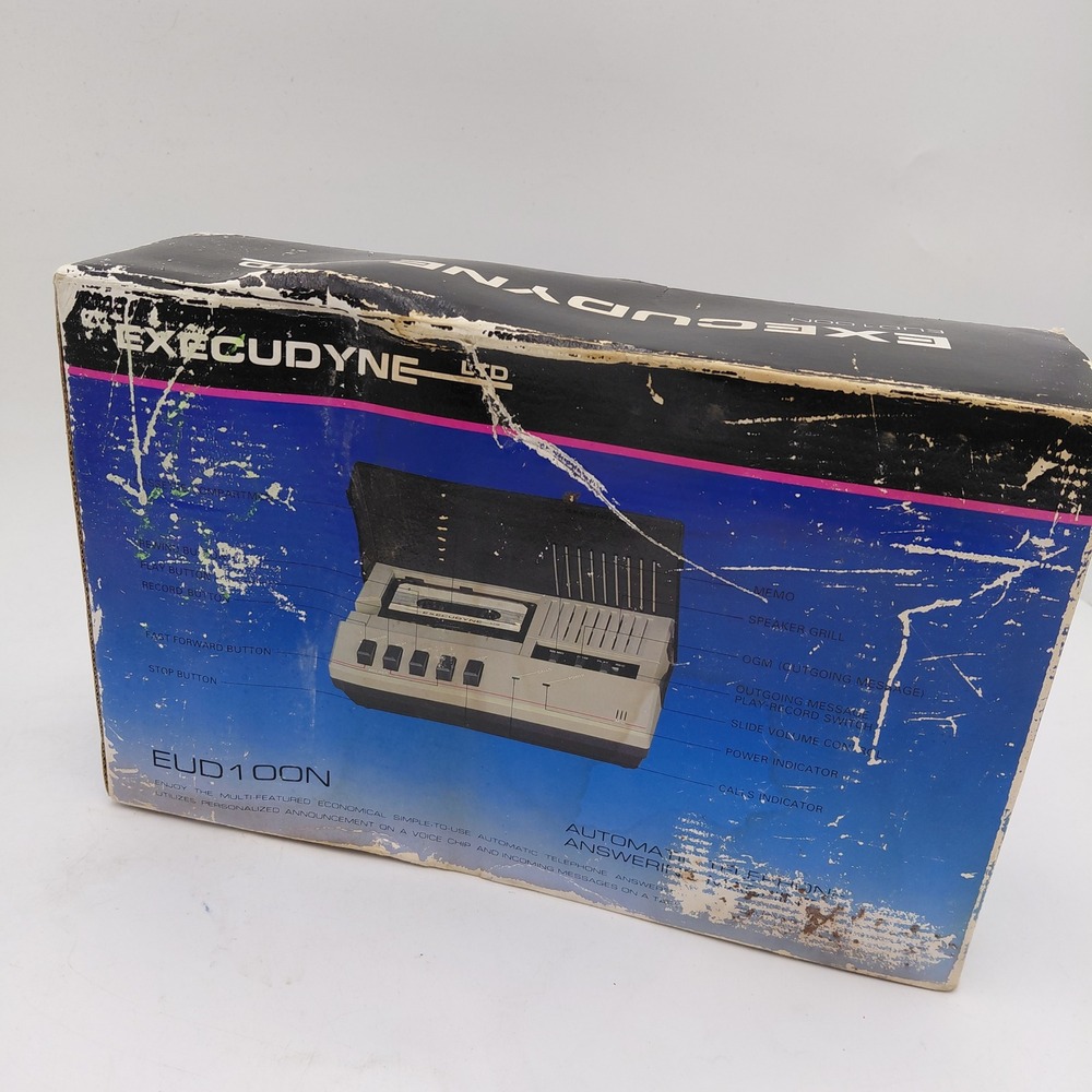 Vtg NOS Execudyne LTD EUD 100N Cassette Answering Machine Gray Retro Office Prop